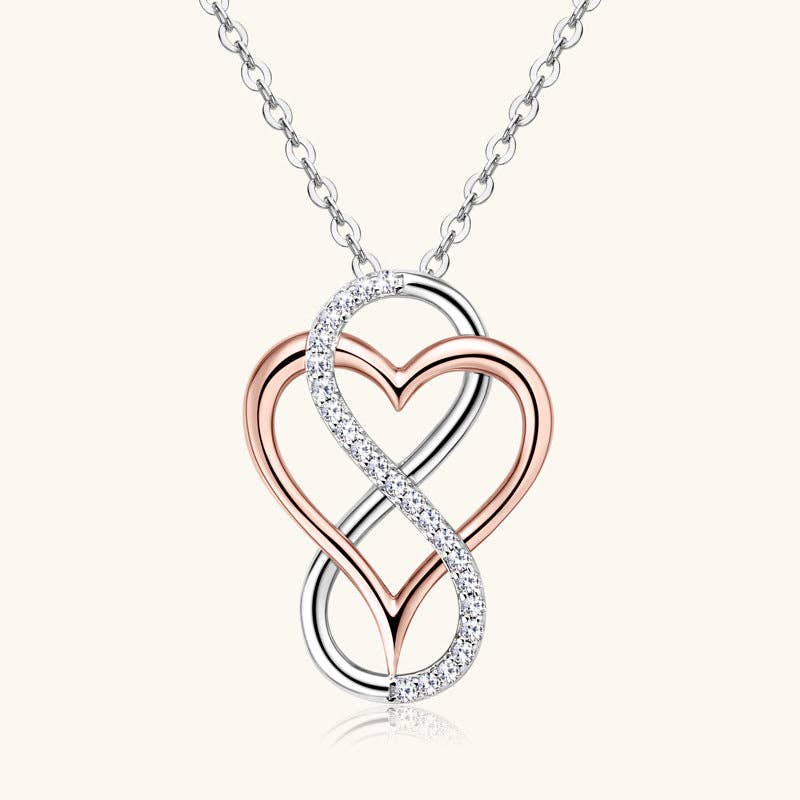 *ARRIVALS ! Moissanite Infinity Heart Necklace in 925 Sterling Silver