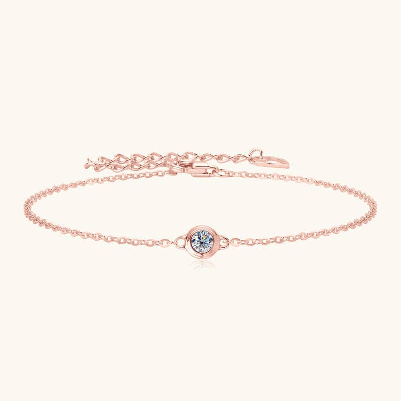 *Arrivals ! Bijou Solitaire Moissanite Wedding Bracelet in 925 Sterling Silver: Rose gold