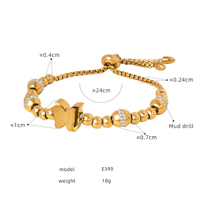 BIJOU Silver or Gold Stainless Steel Butterfly Bracelet Putter