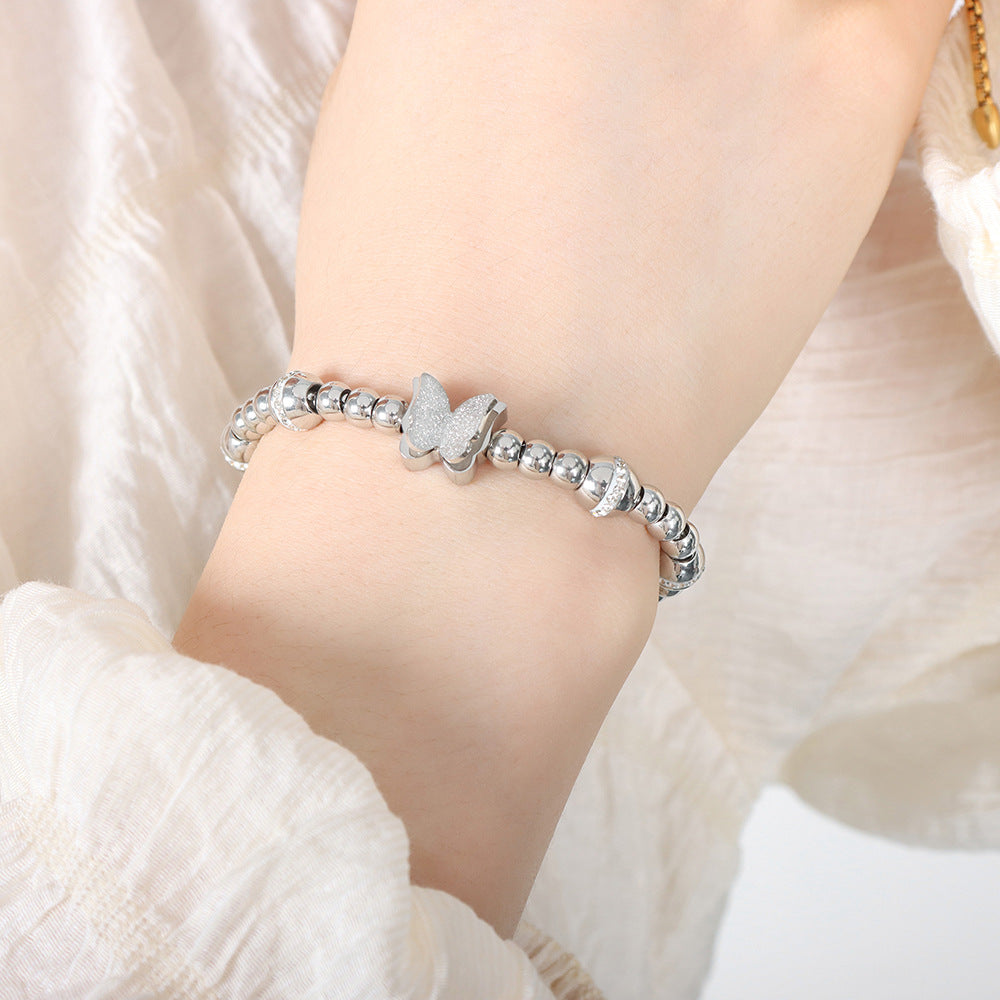 BIJOU Silver or Gold Stainless Steel Butterfly Bracelet Rhinestone