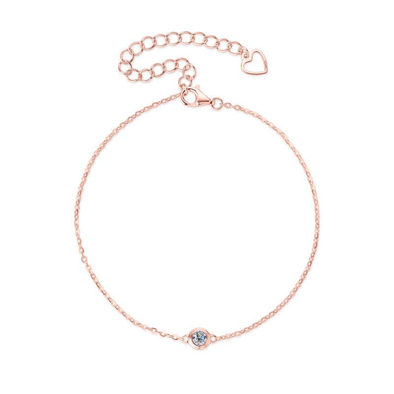 *Arrivals ! Bijou Solitaire Moissanite Wedding Bracelet in 925 Sterling Silver: Rose gold