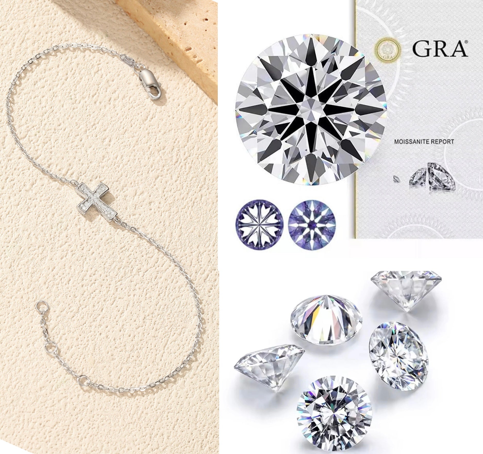 *BijoU iCarbide GRA Moissanite Bracelet Cross