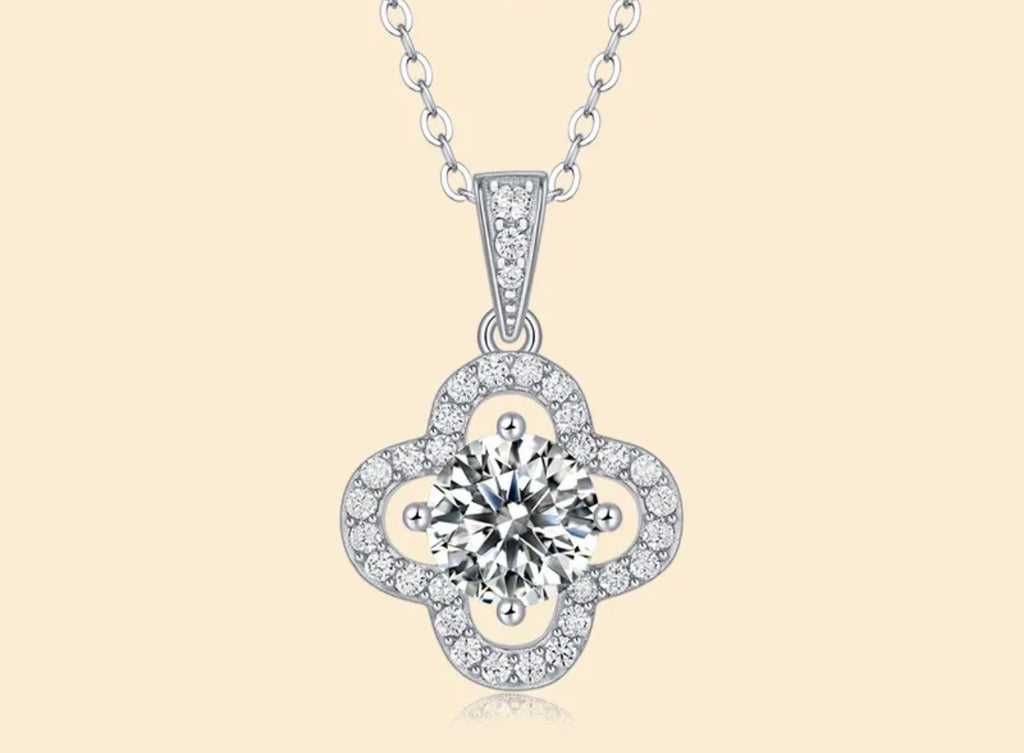 BijoU iCarbide GRA Moissanite Flower Burst Necklace