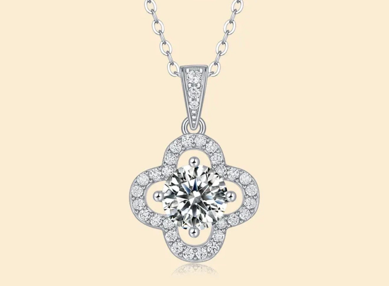 BijoU iCarbide GRA Moissanite Flower Burst Necklace