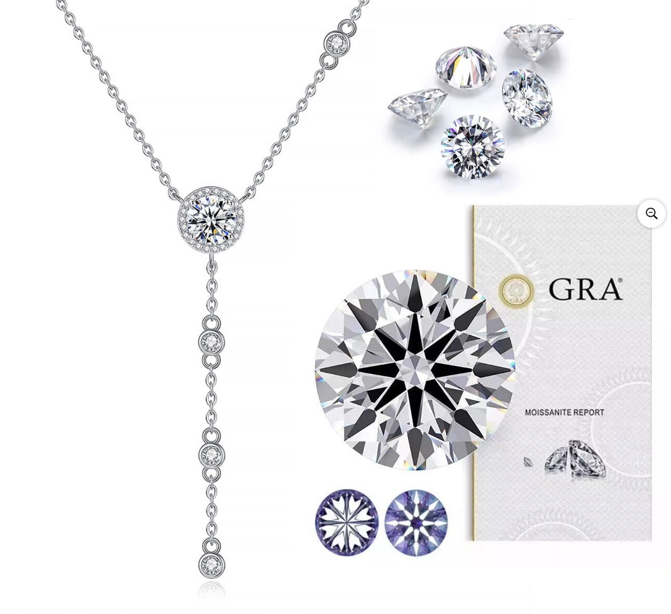 *Arrivals ! BijoU Carbide GRA Moissanite Elegant 925 Silver Necklace