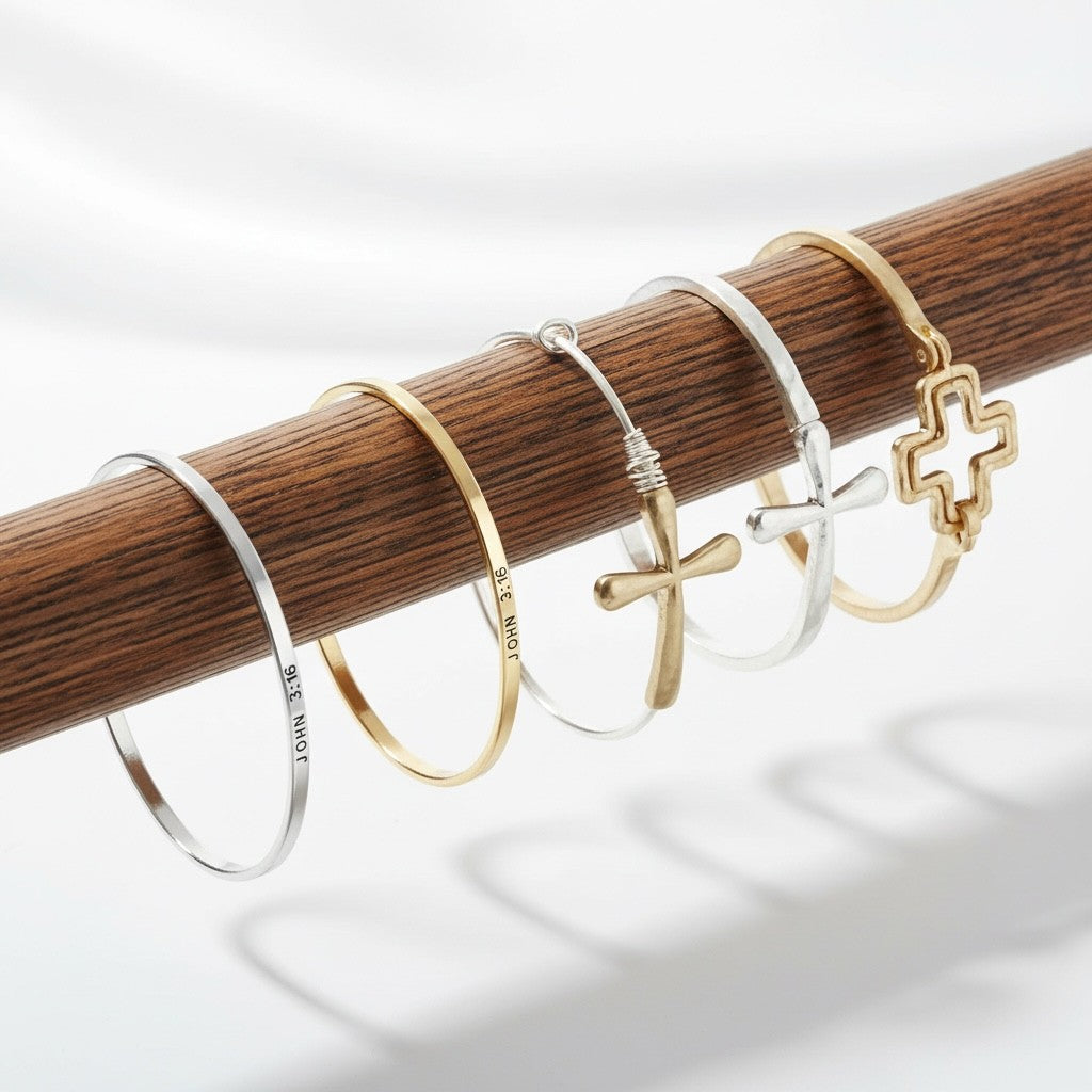Bijou Bangle Cross Hammered Cuff