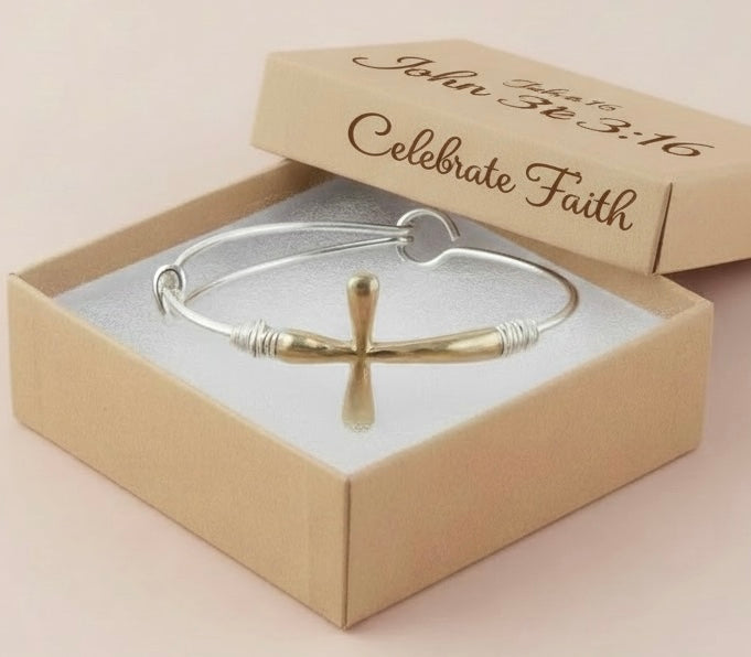Bijou Bangle Cross Hammered Cuff