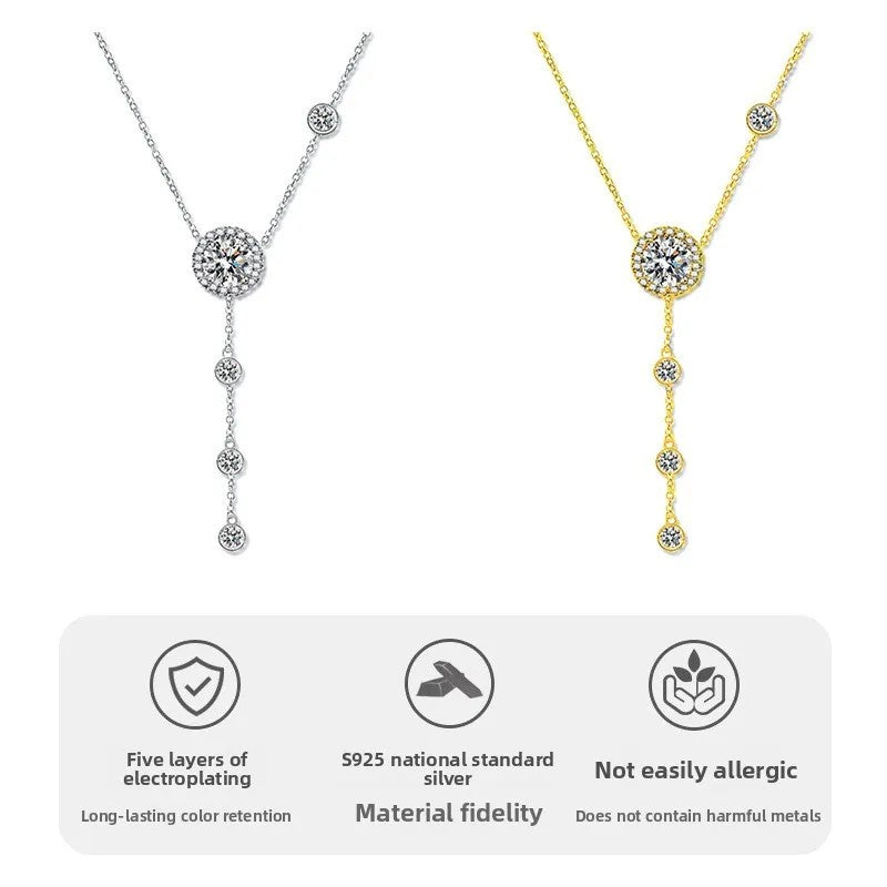 *Arrivals ! BijoU Carbide GRA Moissanite Elegant 925 Silver Necklace
