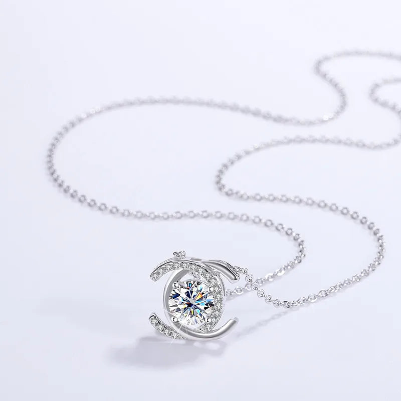 Bijou GRA Moissanite CC Necklace in 925 Sterling Silver (Global GRA Certified)