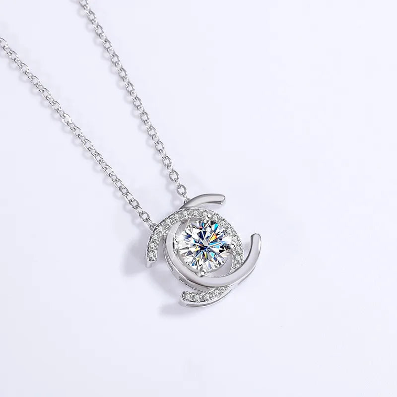 Bijou GRA Moissanite CC Necklace in 925 Sterling Silver (Global GRA Certified)