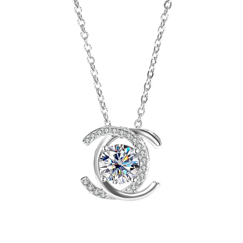 Bijou GRA Moissanite CC Necklace in 925 Sterling Silver (Global GRA Certified)