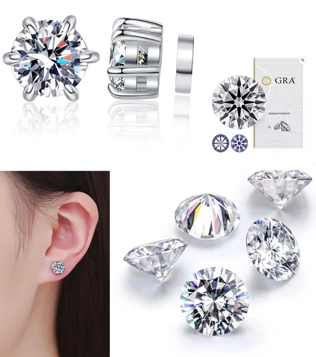 *Sale! Bijou GRA Moissanite Stud Earring in 925 Sterling Silver