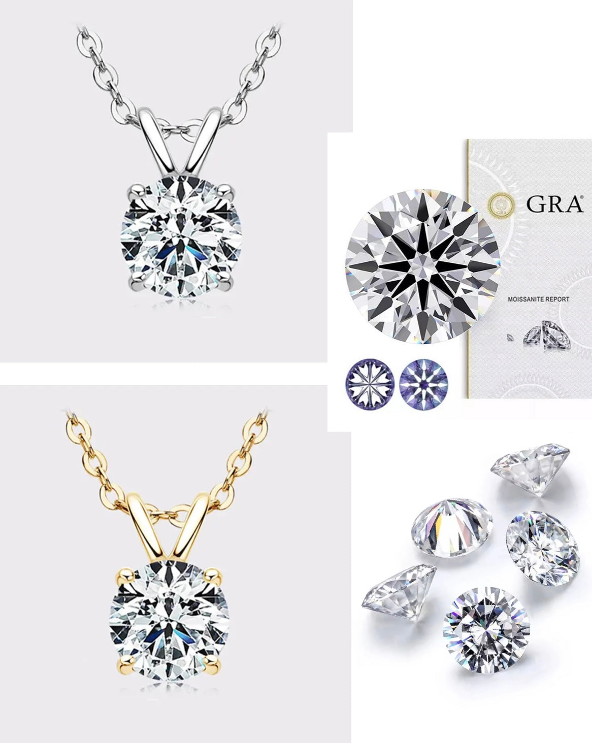 *Arrivals ! Bijou GRA Moissanite Pendant Necklace in 925 Sterling Silver