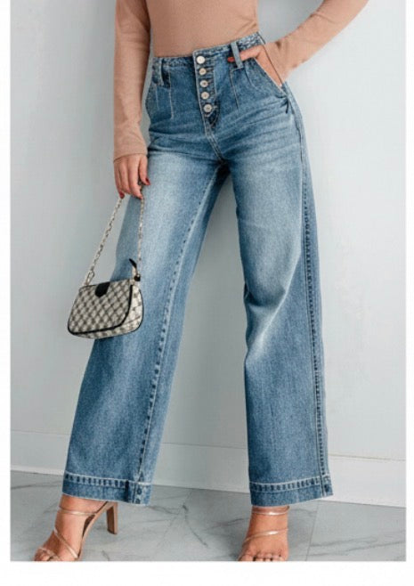 Verse Premium Wide Leg Flare Blue Washed Jeans