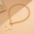 Bijou Cross Notable Hammered  Front Toggle Necklace