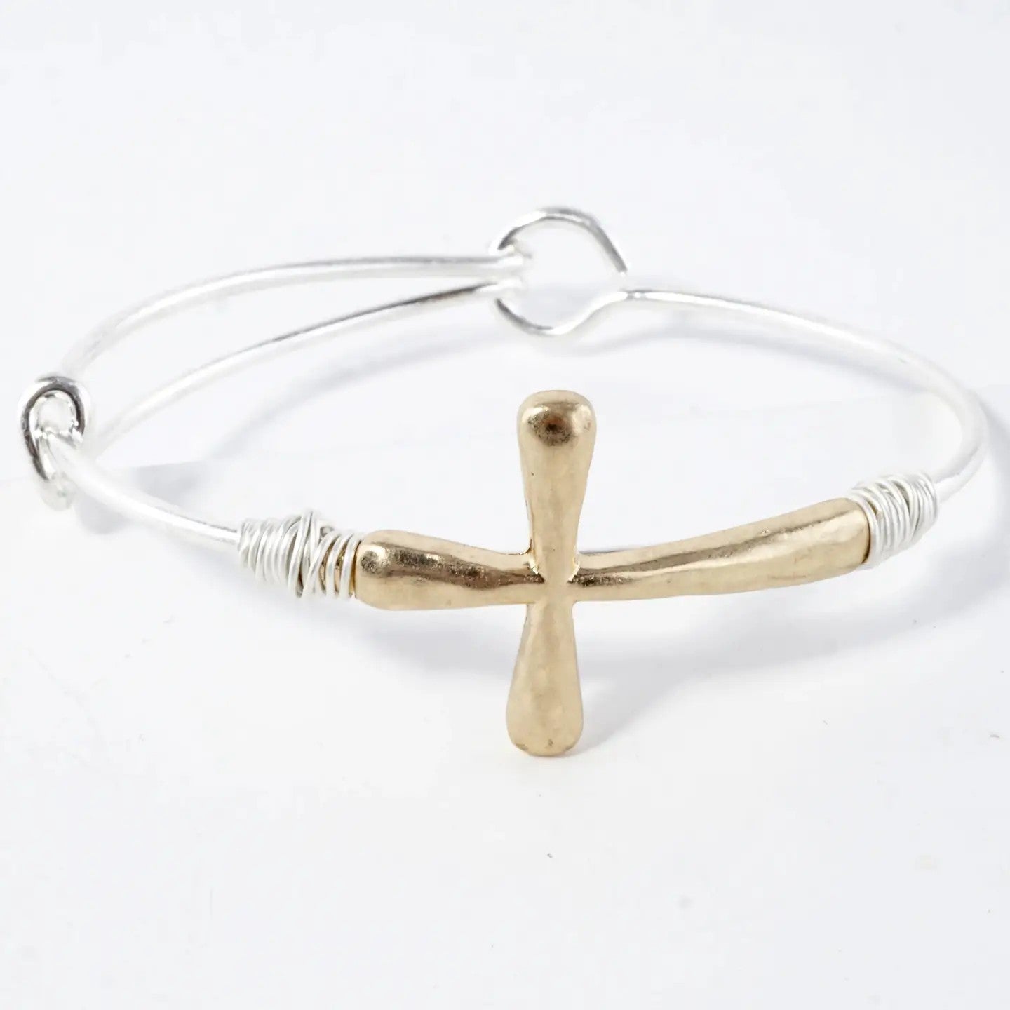 Bijou Bangle Cross Hammered Cuff