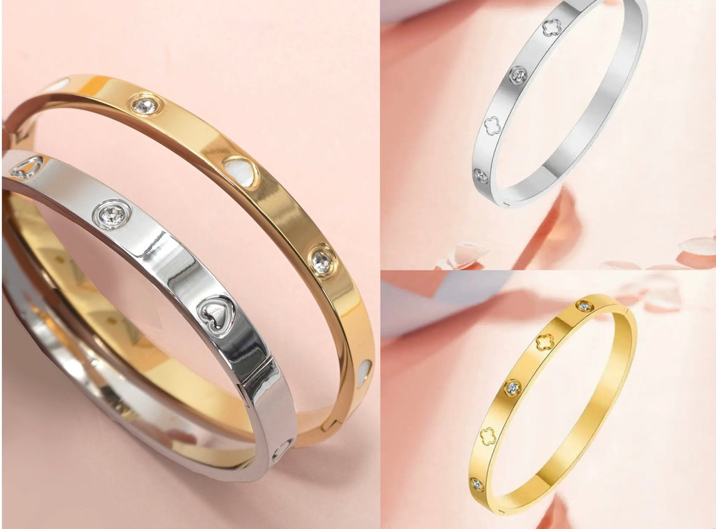 Bijou Bangle Clover/Heart 18K Stainless