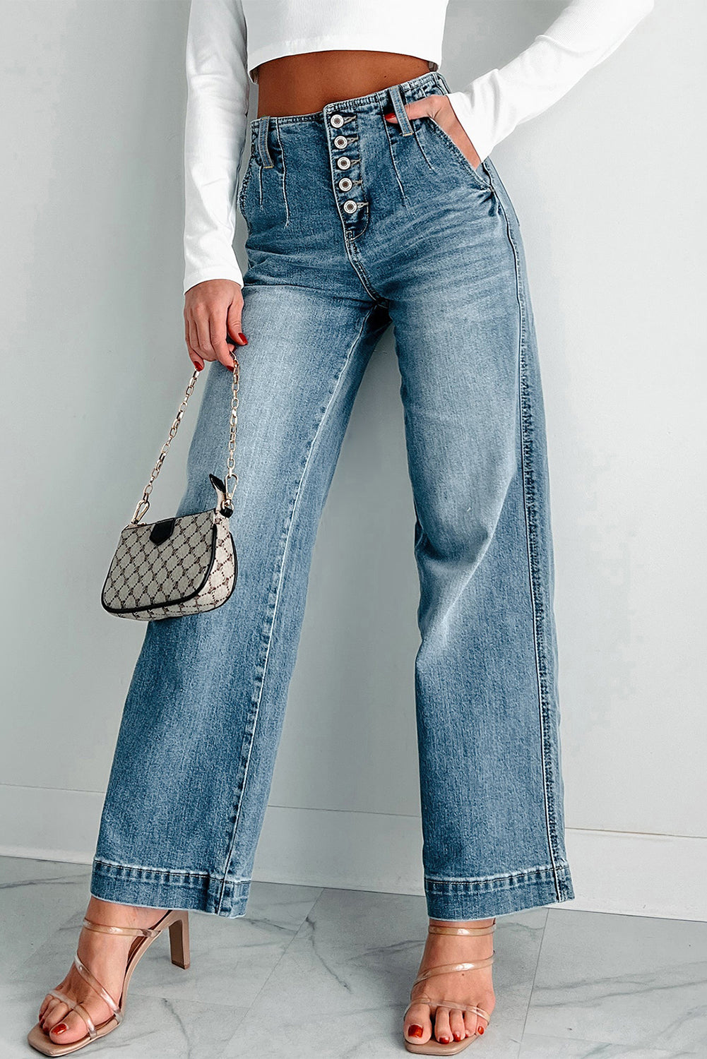Verse Premium Wide Leg Flare Blue Washed Jeans