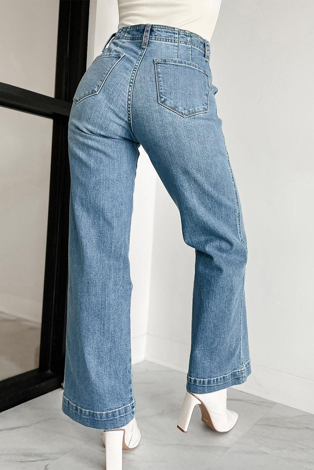 Verse Premium Wide Leg Flare Blue Washed Jeans