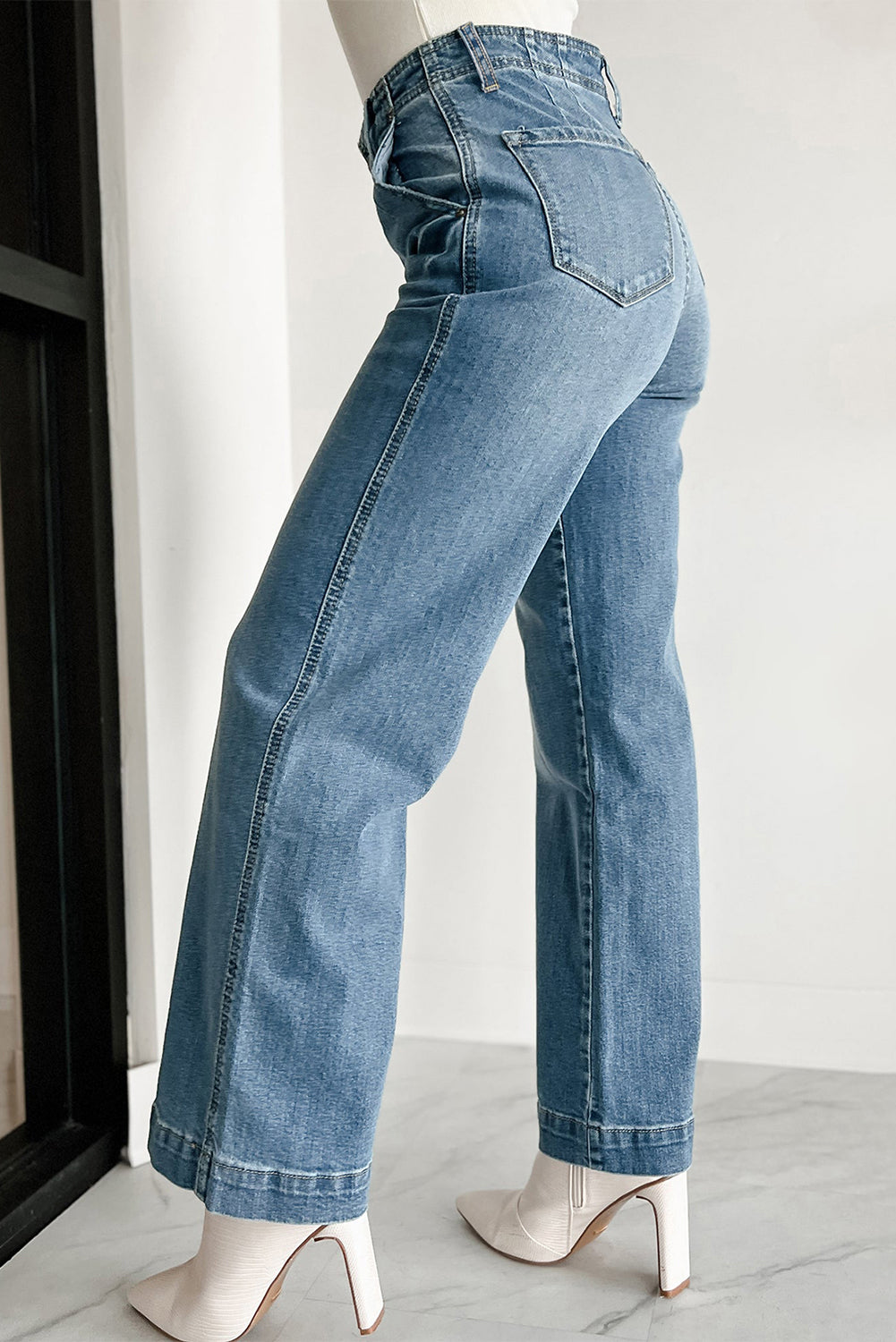 Verse Premium Wide Leg Flare Blue Washed Jeans