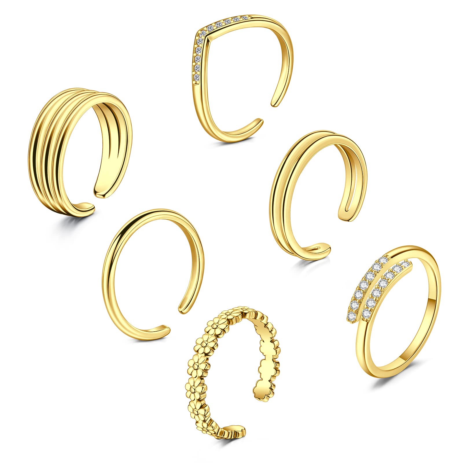 BIJOU Gold & Silver 925 Toe Rings | Thick, Thin, Floral & Rhinestone