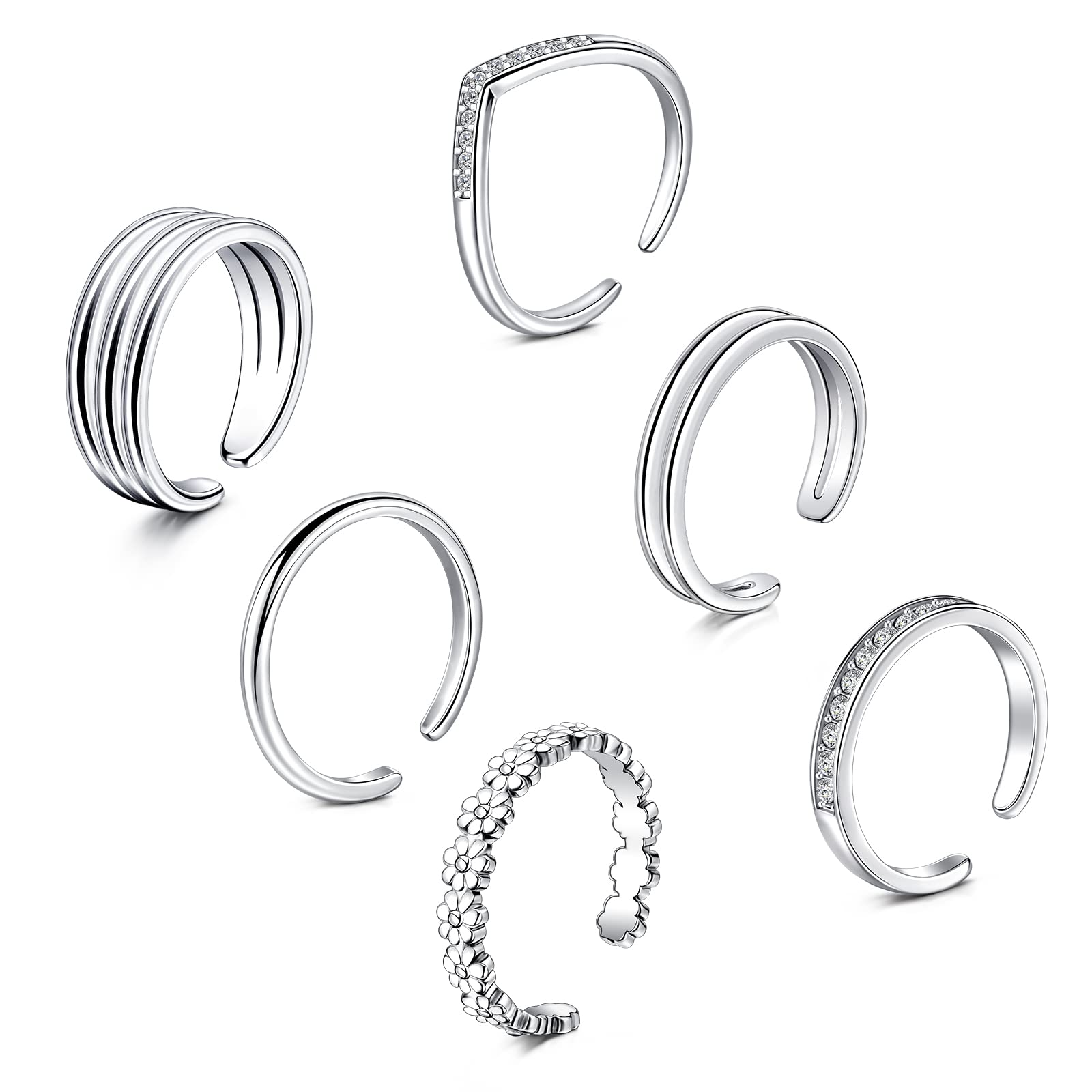 BIJOU Gold & Silver 925 Toe Rings | Thick, Thin, Floral & Rhinestone