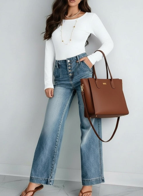 *Almost Gone! 60% OFF! Verse Premium Wide Leg Flare Blue Washed Jeans