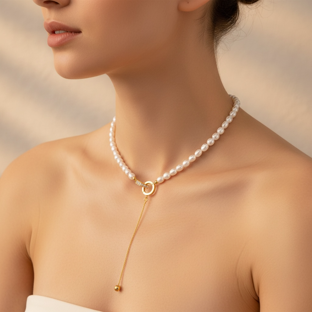 BIJOU Freshwater Pearl Collarbone Chain