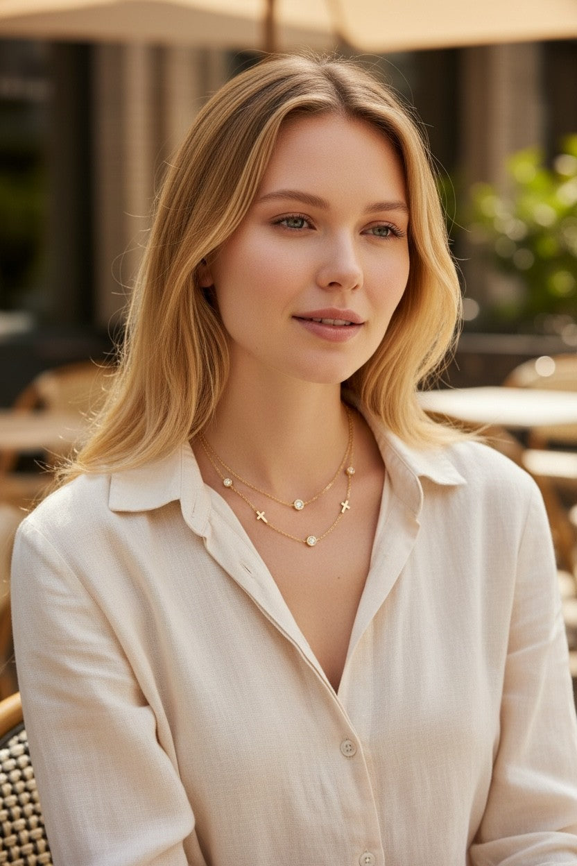 BIJOU Cross Necklace 18k Stainless Steele