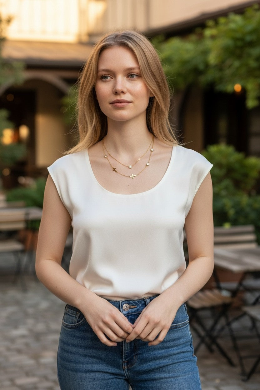 BIJOU Cross Necklace 18k Stainless Steele