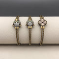 Bijou Bangle Clover Bronze Crystal Leopard With Emerald Eyes
