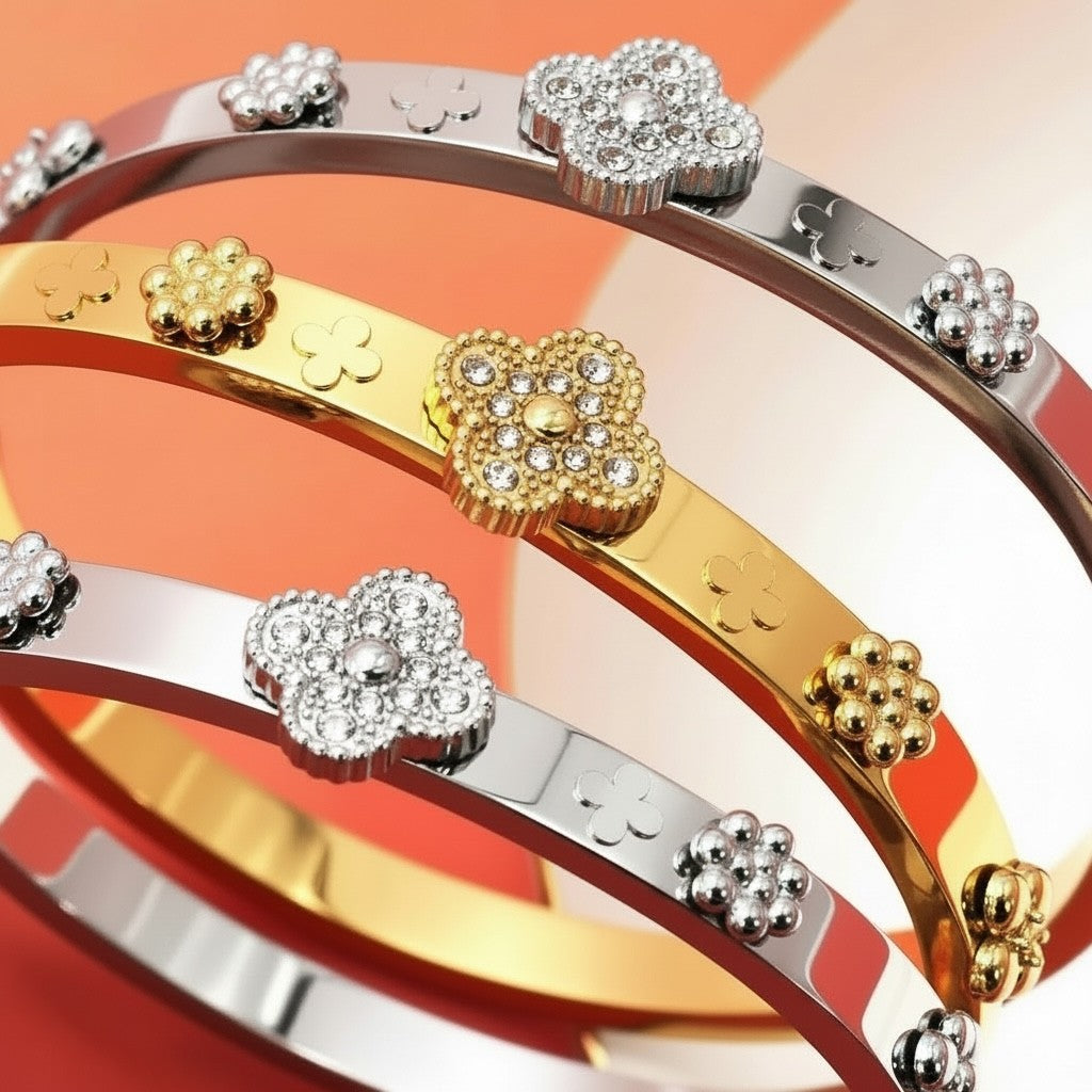 Bijou Bangle Clover Vintage 18K Stainless