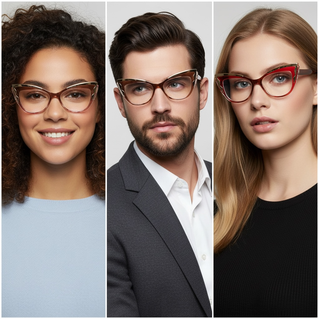 SOLD OUT! *New! Verse Univise CatEyes Large-Framed Contrast Y2k Paneled: Wine