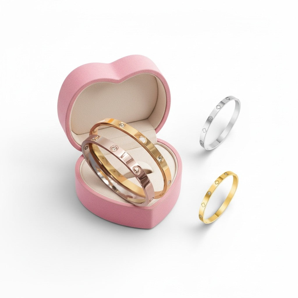Bijou Bangle Clover/Heart 18K Stainless