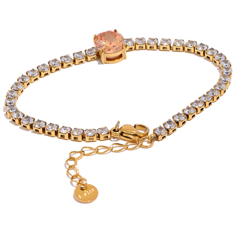 BIJOU Luxury Sparkle Waterproof Luxury CZ Chain Glass Bracelet