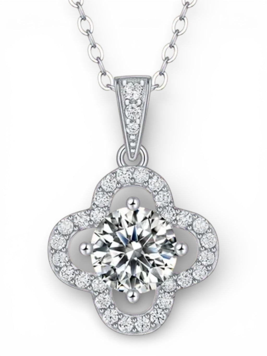 BijoU iCarbide GRA Moissanite Flower Burst Necklace