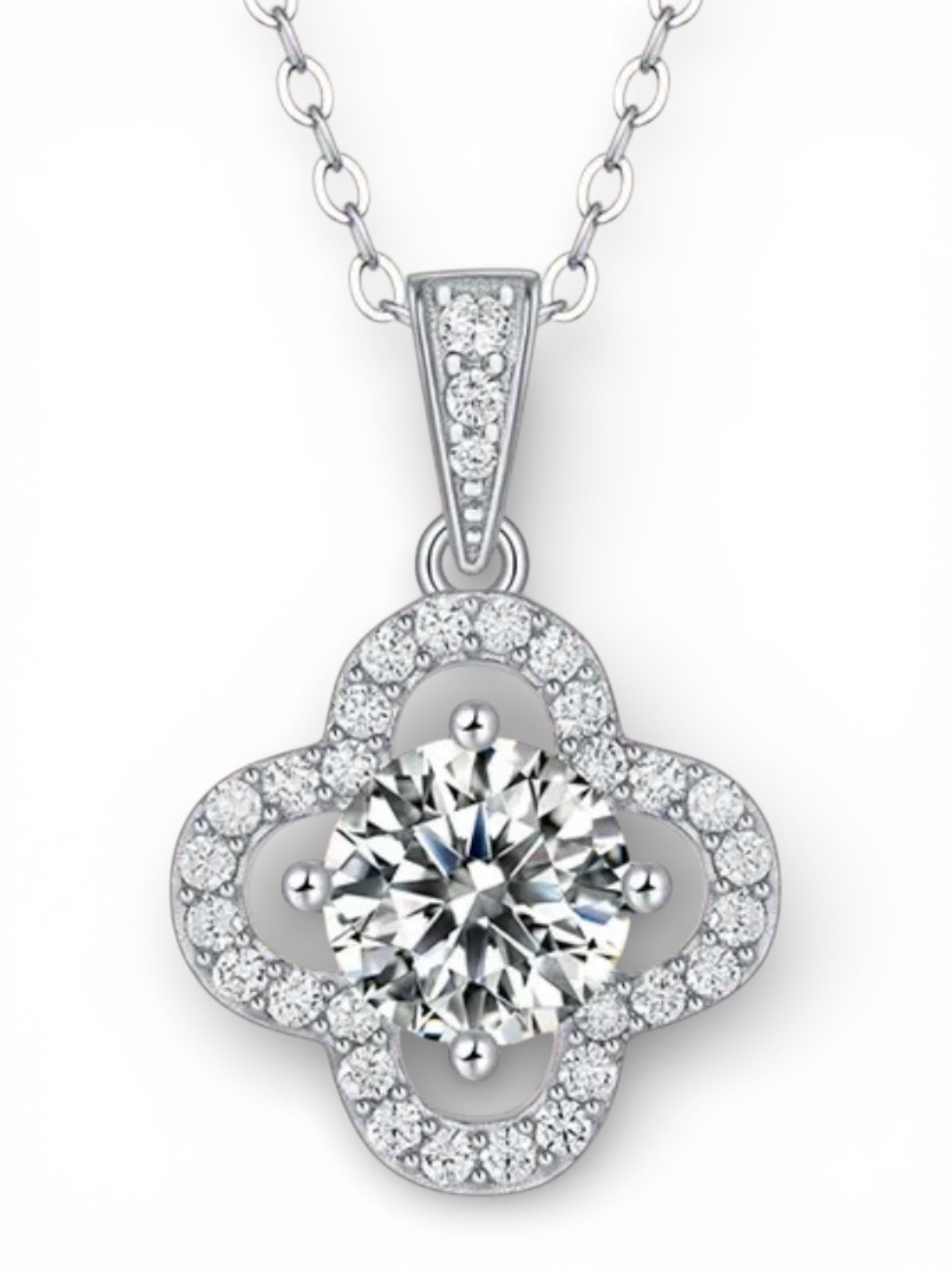 BijoU iCarbide GRA Moissanite Flower Burst Necklace