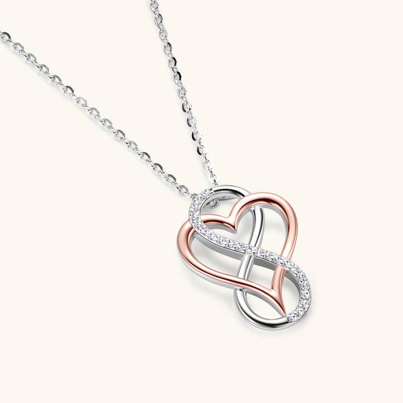 *ARRIVALS ! Moissanite Infinity Heart Necklace in 925 Sterling Silver