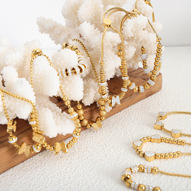 BIJOU Silver or Gold Rhinestone Beaded Bracelet