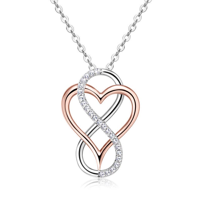 *ARRIVALS ! Moissanite Infinity Heart Necklace in 925 Sterling Silver