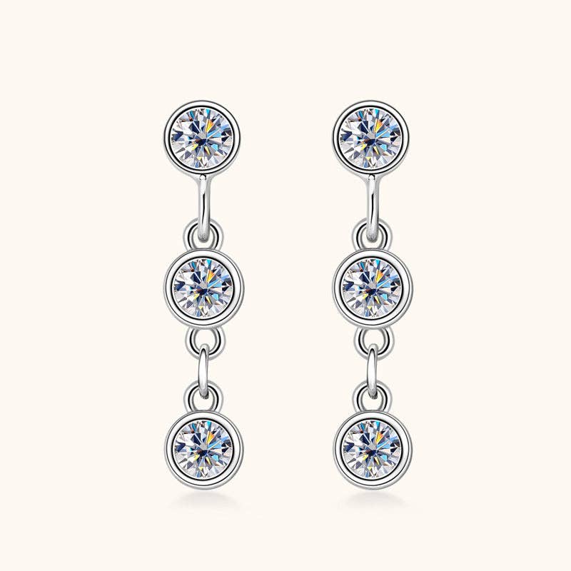 *Arrivals! Moissanite Bezel Dangle Drop Earrings in 925 Sterling Silver