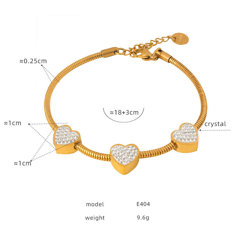 BIJOU Silver or Gold Heart Rhinestone Beaded or Rope Bracelet