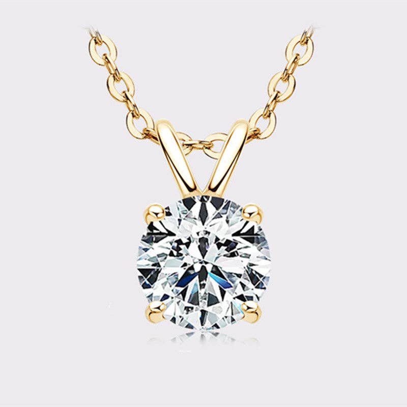 *Arrivals ! Bijou GRA Moissanite Pendant Necklace in 925 Sterling Silver: GOLD