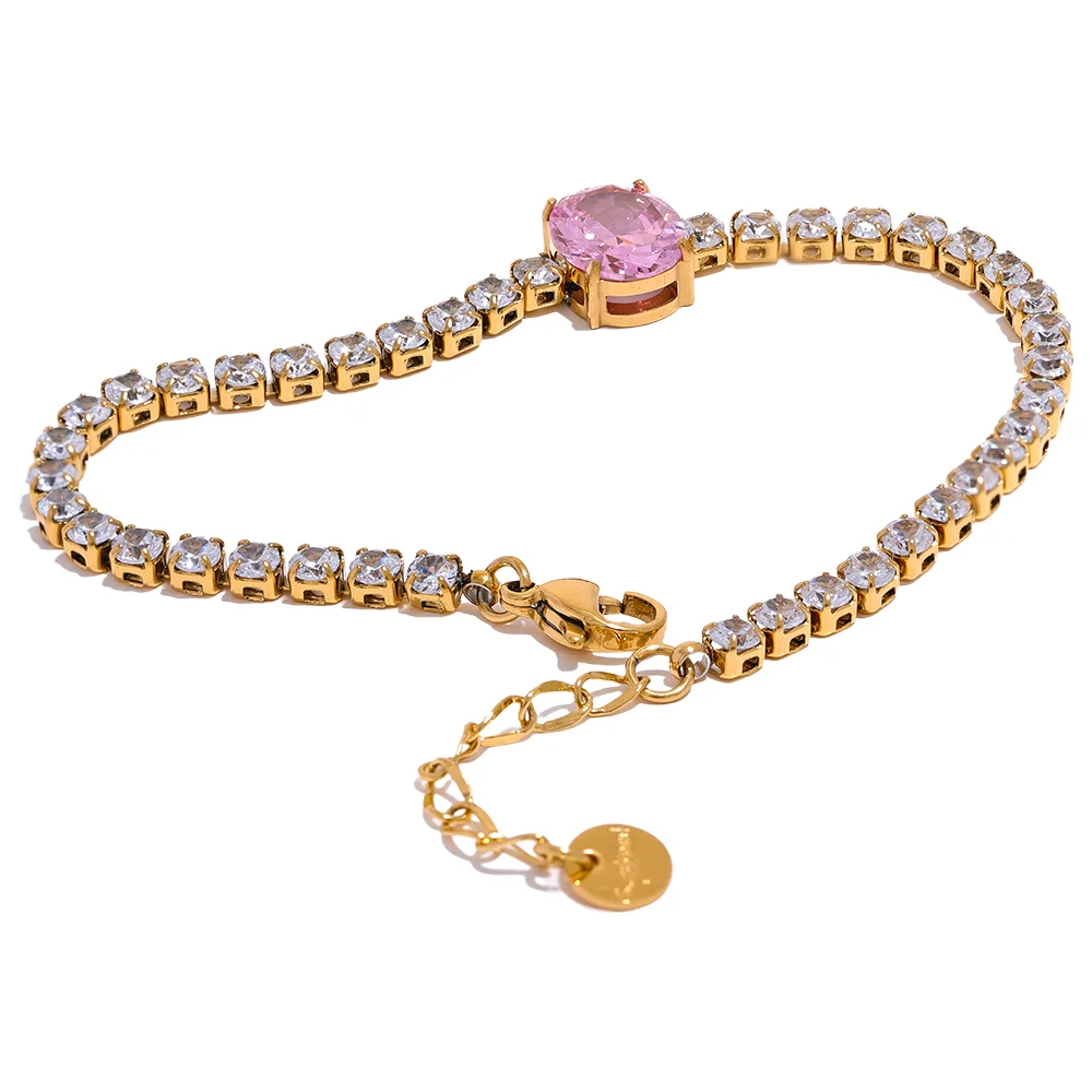 BIJOU Luxury Sparkle Waterproof Luxury CZ Chain Glass Bracelet